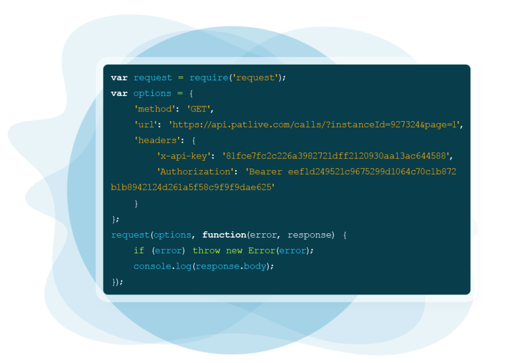 Programming Code for PATLive APIPI