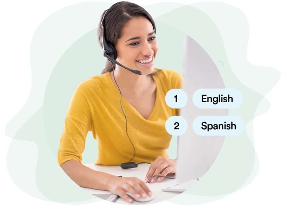 Bilingual virtual receptionist answering calls in english and spanish.
