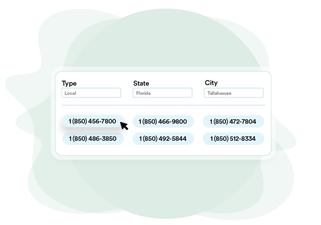 Choose a toll free or local number.