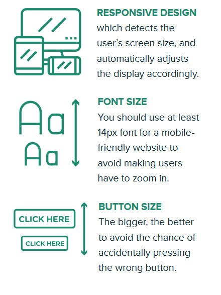 Law Firms should use responsive design, font size, and button size to ensure availability of content across all platforms and devices.