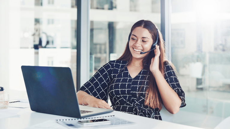 Friendly Virtual Receptionist handling a call